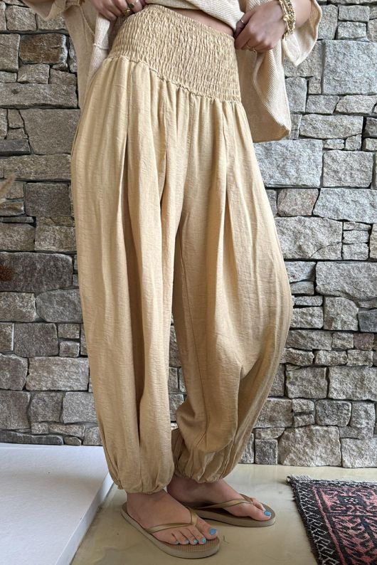 Basso Shirring Genie Pant Camel